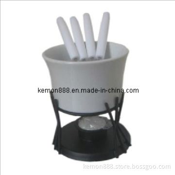 7PCS Round Ceramic Fondue Set
